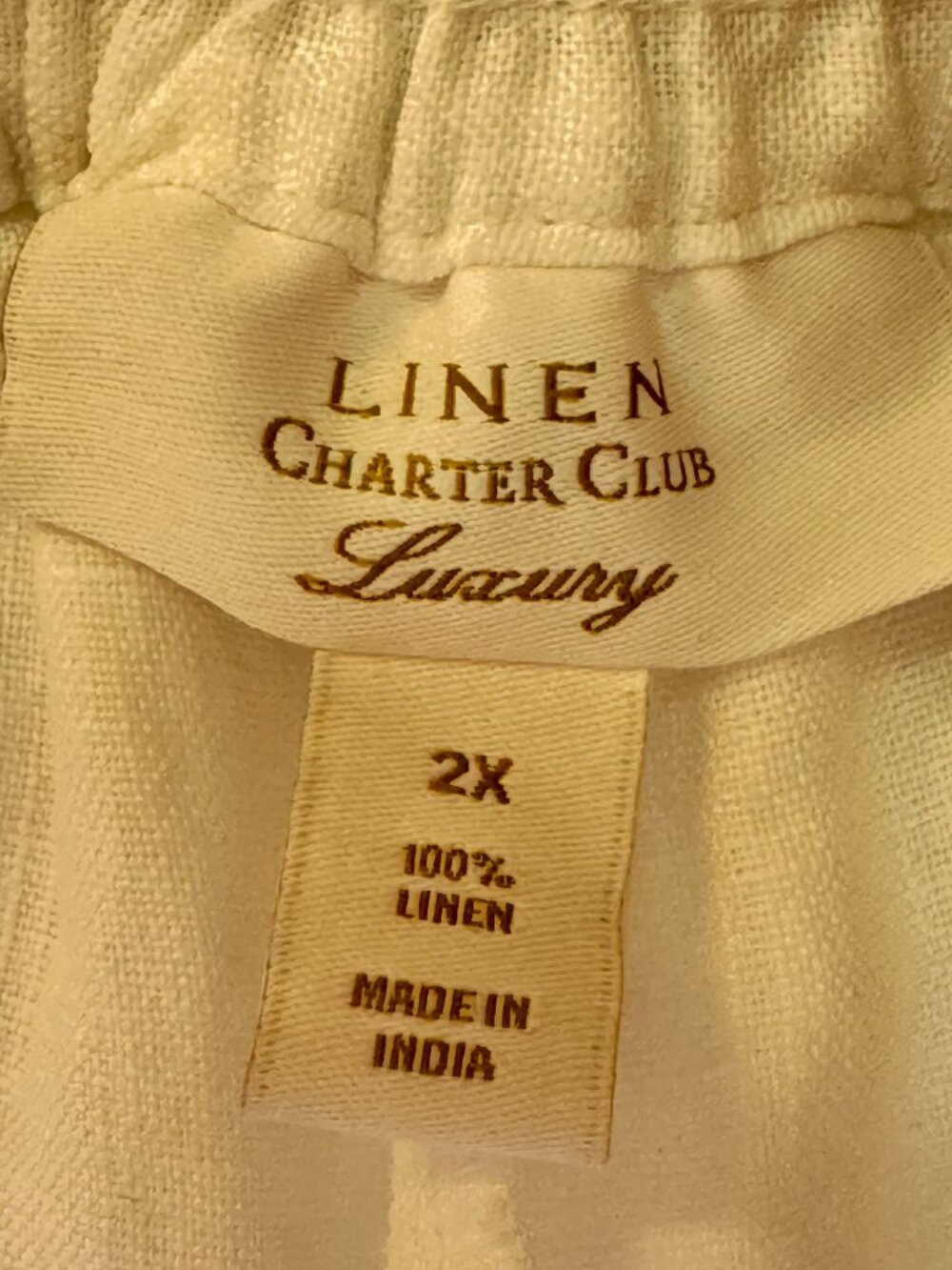 Charter Club Luxury Linen Cropped Wide Leg Pants Pockets Elastic Back Waist 2X - Picture 9 of 9